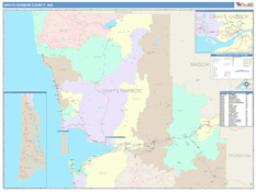 Grays Harbor County, WA Digital Map Color Cast Style